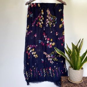 Vera Bradley Soft Fringe Scarf Floral Navy Blue